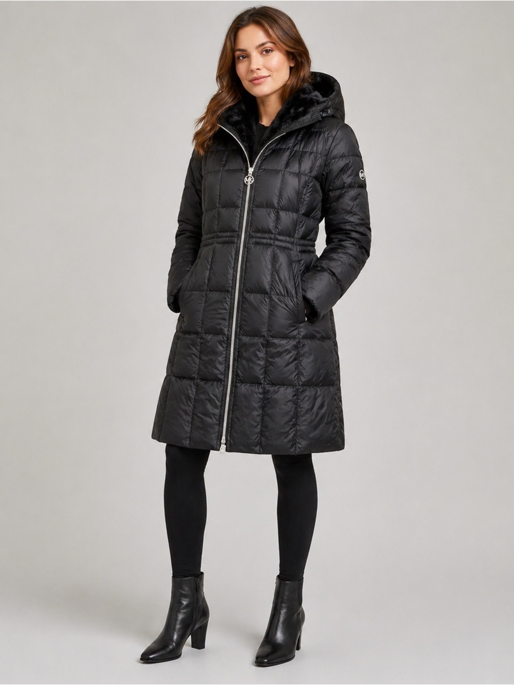 Michael Kors XS Women's Black Hooded Long Puffer Coat‎